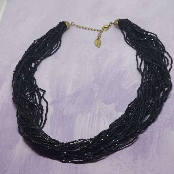 👍5 For $20 Coldwater Creek Black Glass Bead Multi Strand Necklace - Picture 2 of 9